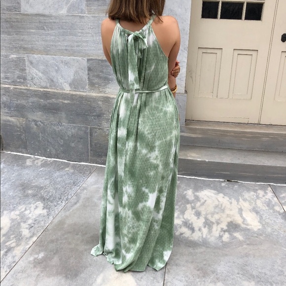 ZOE Tie-Dye Halter Maxi Dress - Green - Picture 5 of 7